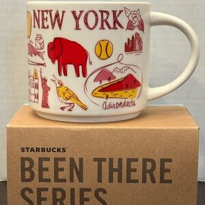 Starbucks White Mug with Red & Yellow New York Artwork
